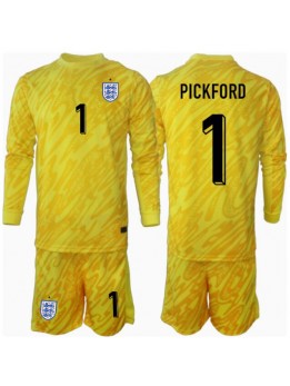 England Jordan Pickford #1 Målvakt Replika Borta Kläder Barn EM 2024 Långärmad (+ byxor)